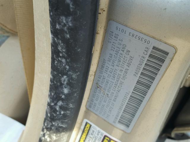 WVWWH63B64E233313 - 2004 VOLKSWAGEN PASSAT GLX BEIGE photo 10
