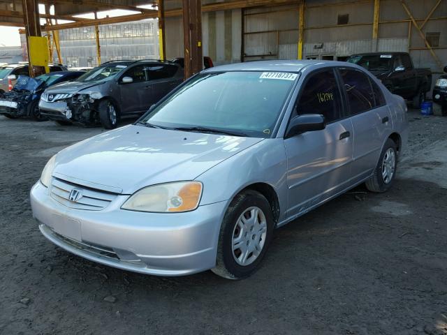 1HGES16581L038599 - 2001 HONDA CIVIC LX SILVER photo 2