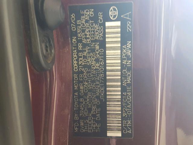 JTKDE177870167110 - 2007 TOYOTA SCION TC 黑色 照片 10