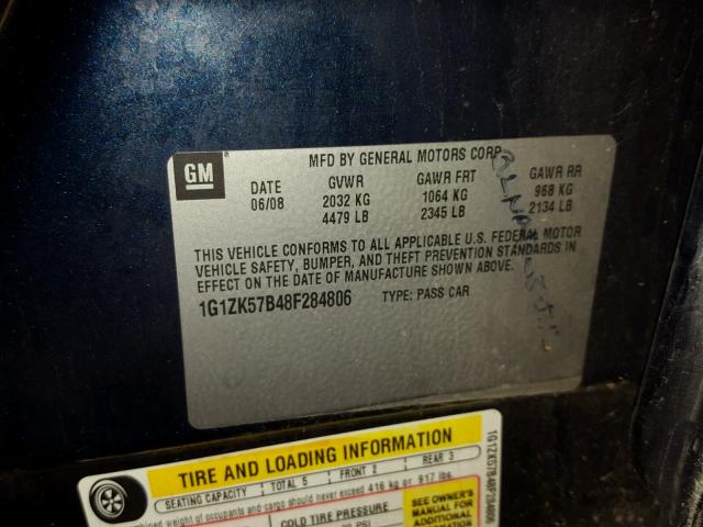 1G1ZK57B48F284806 - 2008 CHEVROLET MALIBU LTZ 蓝色 照片 10