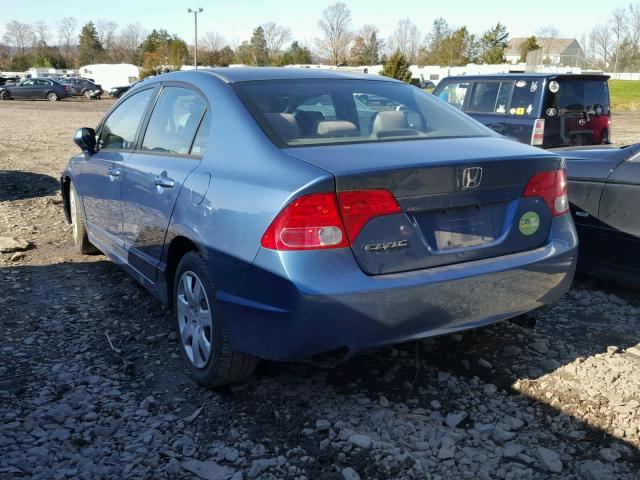 1HGFA16506L052155 - 2006 HONDA CIVIC LX BLUE photo 3