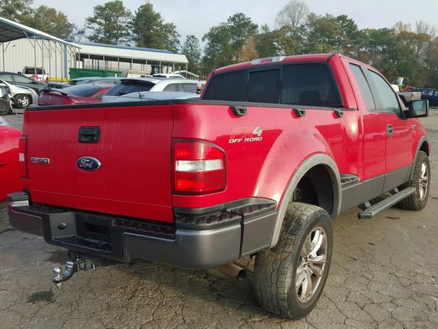 1FTPX04535KE61527 - 2005 FORD F150 RED photo 4