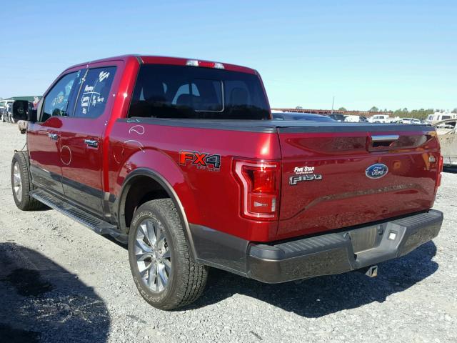 1FTEW1EG9GFB74933 - 2016 FORD F150 SUPER MAROON photo 3