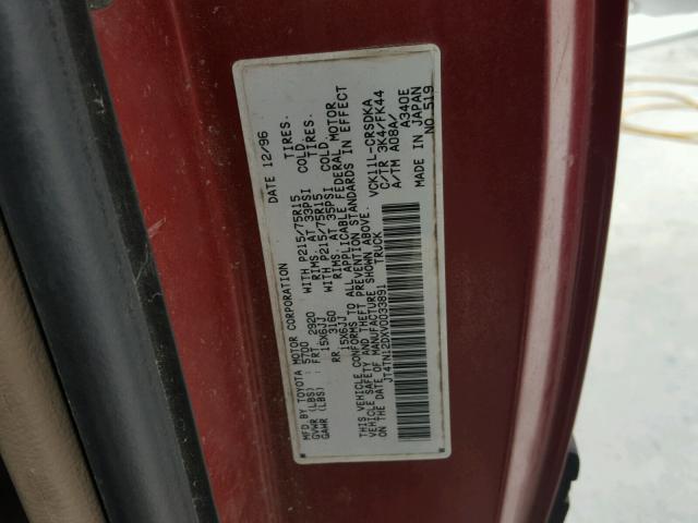 JT4TN12DXV0033891 - 1997 TOYOTA T100 XTRAC RED photo 10