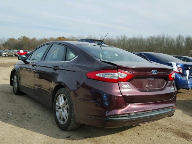 3FA6P0HR8DR358662 - 2013 FORD FUSION SE BURGUNDY photo 3