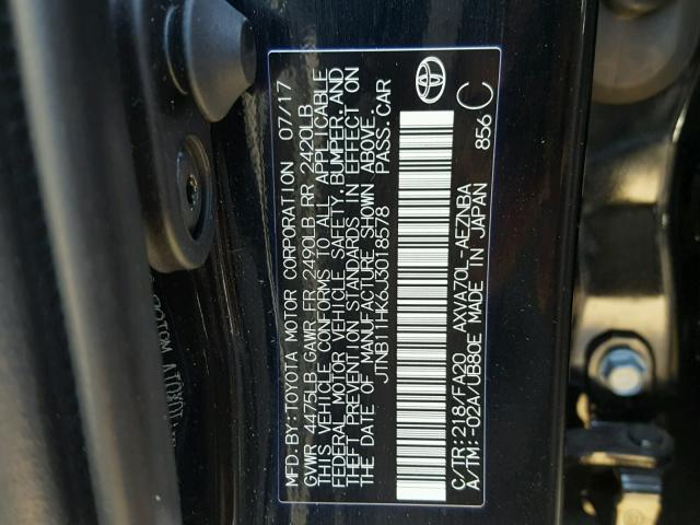 JTNB11HK6J3018578 - 2018 TOYOTA CAMRY L 黑色 照片 10