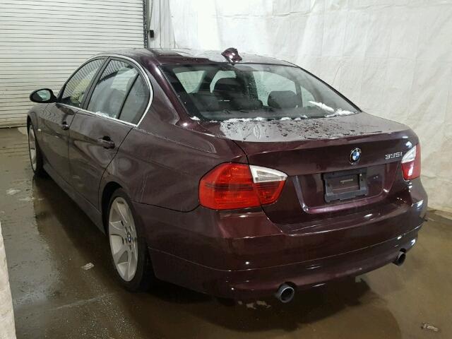 WBAVB73537VF50452 - 2007 BMW 335 I BURGUNDY photo 3