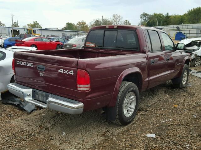 1B7GG2ANX1S172509 - 2001 DODGE DAKOTA QUA MAROON photo 4