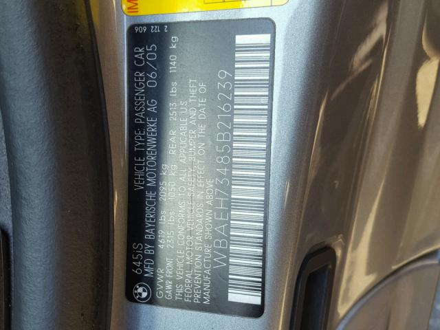 WBAEH73485B216239 - 2005 BMW 645 CI AUT Gümüş foto 10