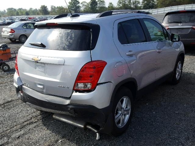 3GNCJLSB9GL259682 - 2016 CHEVROLET TRAX 1LT SILVER photo 4