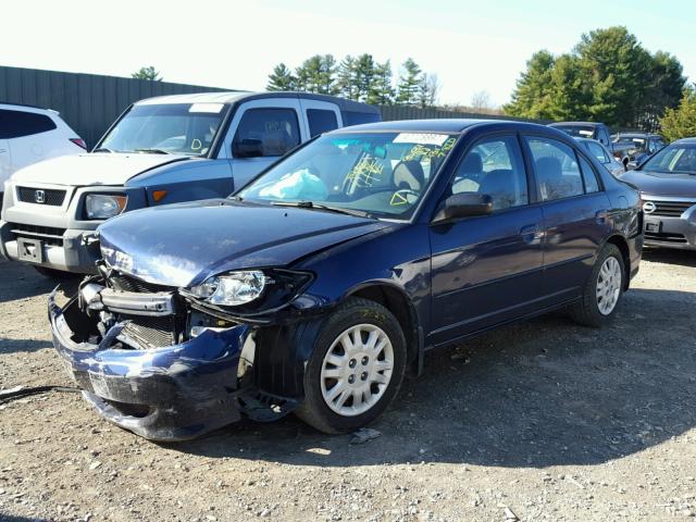 2HGES16585H554352 - 2005 HONDA CIVIC LX BLUE photo 2