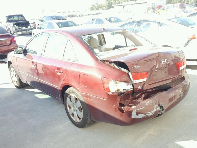 5NPET46C18H366988 - 2008 HYUNDAI SONATA GLS RED photo 3