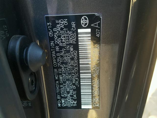 JTKJF5C70E3069682 - 2014 TOYOTA SCION TC 灰色 照片 10