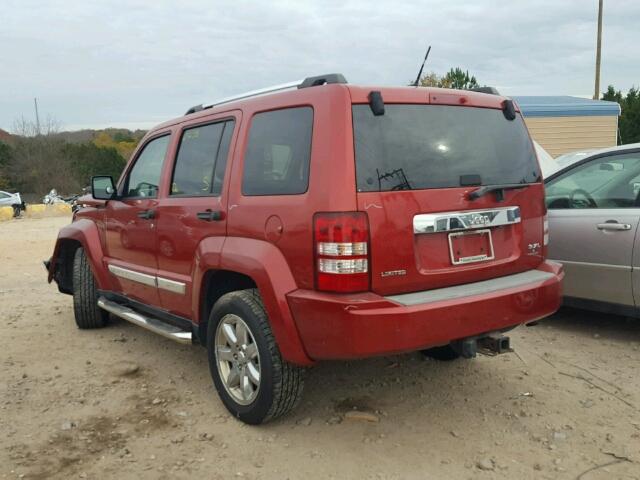 1J8GP58K78W104001 - 2008 JEEP LIBERTY LI RED photo 3