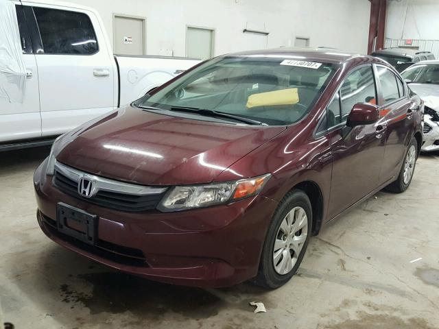 19XFB2F56CE062727 - 2012 HONDA CIVIC LX MAROON photo 2