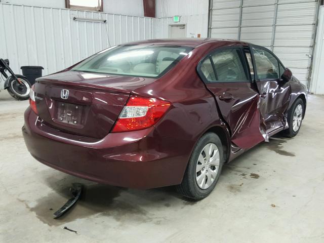 19XFB2F56CE062727 - 2012 HONDA CIVIC LX MAROON photo 4