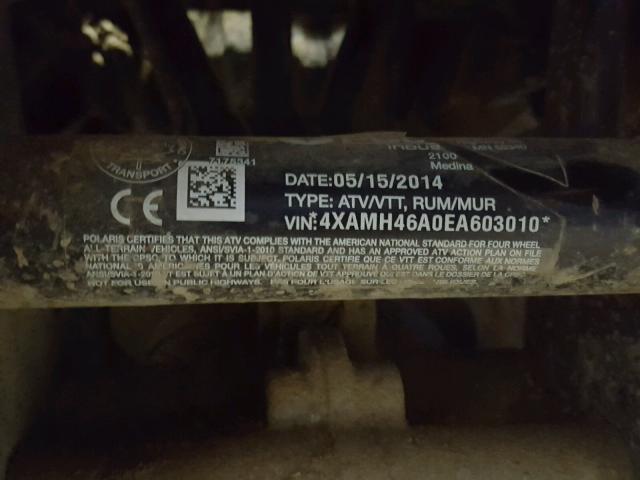 4XAMH46A0EA603010 - 2014 POLARIS SPORTSMAN BLUE photo 10