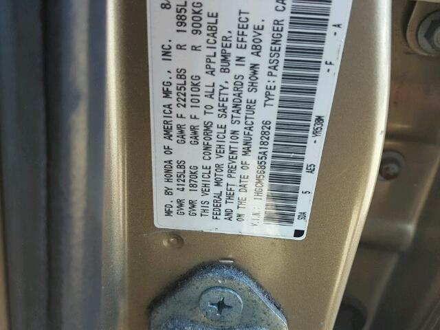 1HGCM56855A182826 - 2005 HONDA ACCORD EX GOLD photo 10