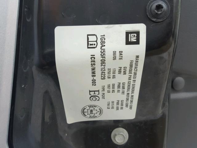 1G8AJ55F06Z124229 - 2006 SATURN ION LEVEL SILVER photo 10