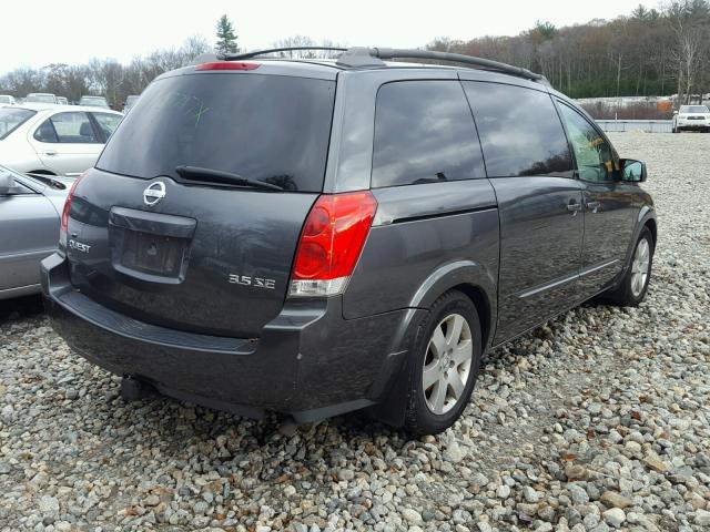 5N1BV28U74N353935 - 2004 NISSAN QUEST S GRAY photo 4