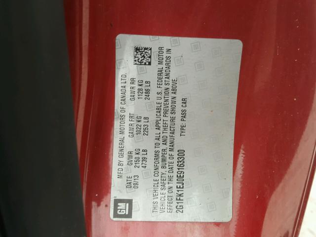 2G1FK1EJ0E9163300 - 2014 CHEVROLET CAMARO 2SS RED photo 10