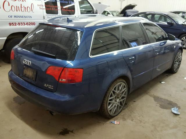 WAUKF98E77A003832 - 2007 AUDI A4 2.0T AV BLUE photo 4