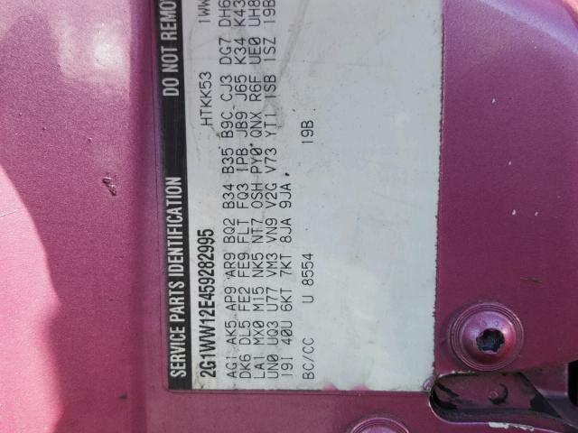 2G1WW12E459282995 - 2005 CHEVROLET MONTE CARL ვარდისფერი ფოტო 10