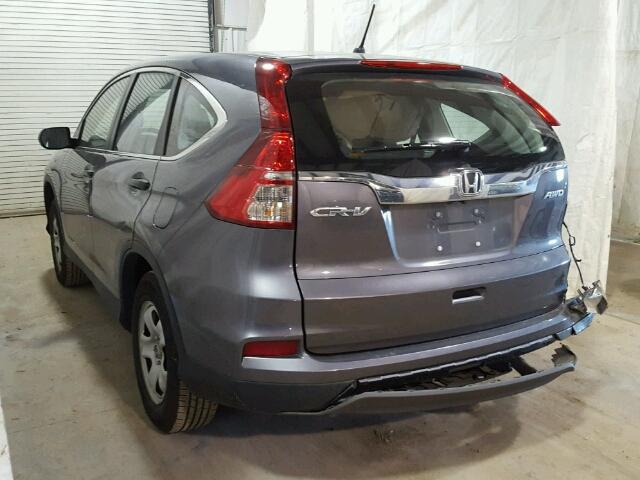 5J6RM4H37GL062581 - 2016 HONDA CR-V LX GRAY photo 3