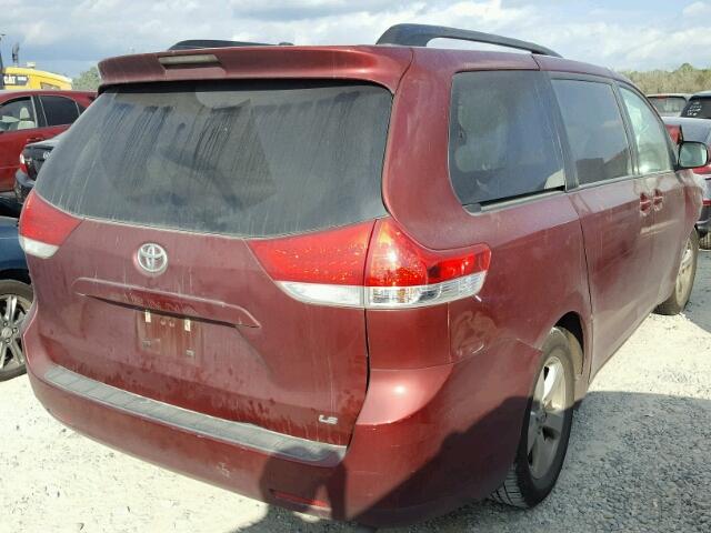 5TDKK3DC9DS313799 - 2013 TOYOTA SIENNA LE MAROON photo 4