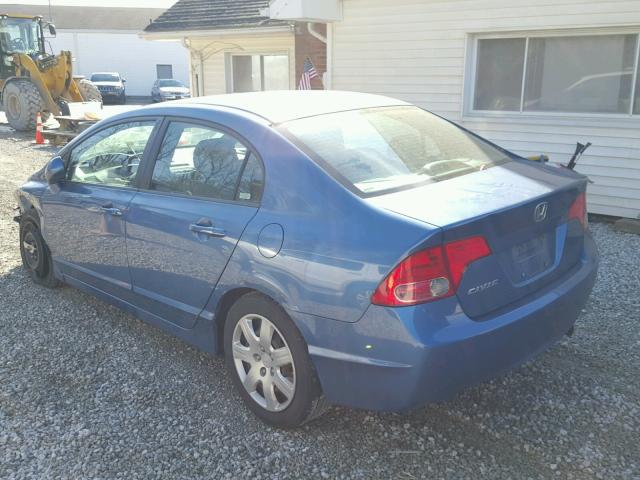 1HGFA16538L099635 - 2008 HONDA CIVIC LX BLUE photo 3