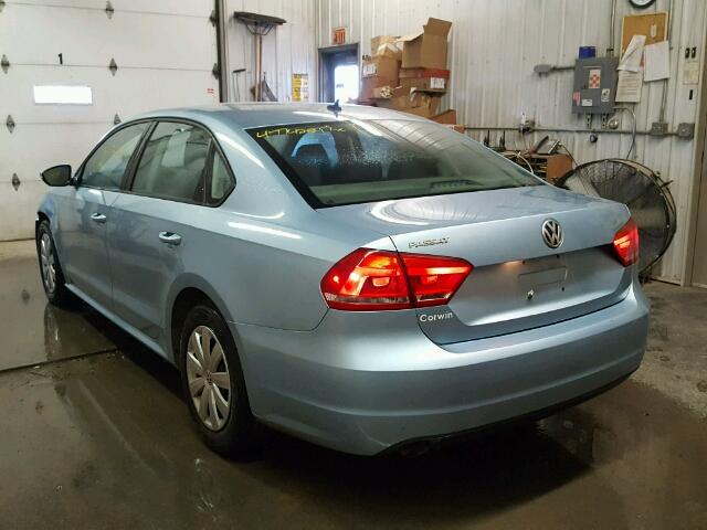 1VWAP7A36CC090157 - 2012 VOLKSWAGEN PASSAT S BLUE photo 3