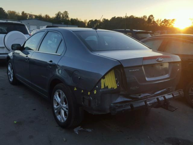 3FAHP0HA1CR386644 - 2012 FORD FUSION SE BLUE photo 3