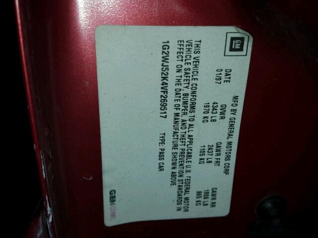 1G2WJ52K4VF269517 - 1997 PONTIAC GRAND PRIX BURGUNDY photo 10