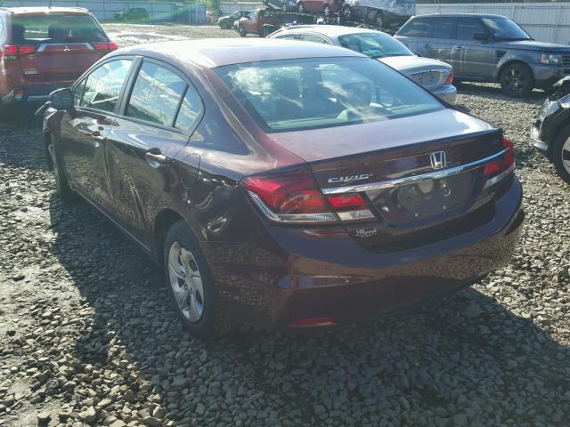 19XFB2F59DE237134 - 2013 HONDA CIVIC LX MAROON photo 3