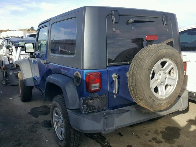 1J4FA24169L762440 - 2009 JEEP WRANGLER X BLUE photo 3