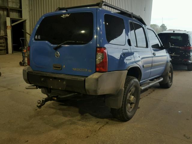 5N1ED28T42C503113 - 2002 NISSAN XTERRA XE BLUE photo 4