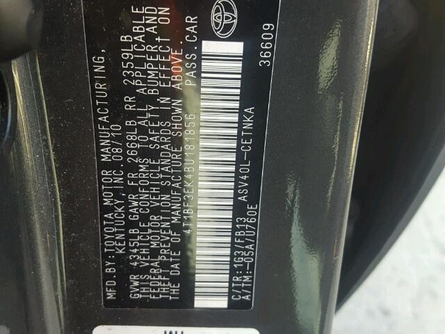 4T1BF3EK4BU181856 - 2011 TOYOTA CAMRY BASE CHARCOAL photo 10