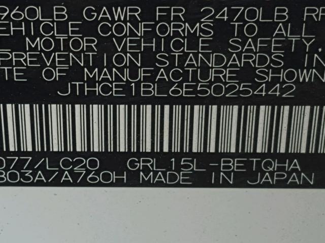 JTHCE1BL6E5025442 - 2014 LEXUS GS 350 WHITE photo 10