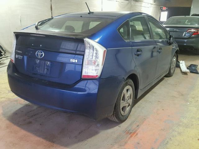 JTDKN3DUXB0253130 - 2011 TOYOTA PRIUS BLUE photo 4