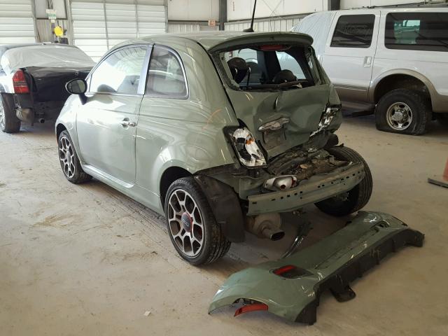 3C3CFFBR3CT119375 - 2012 FIAT 500 SPORT GREEN photo 3