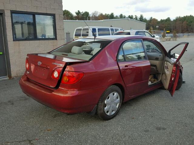 2T1BR32E84C306660 - 2004 TOYOTA COROLLA CE RED photo 4