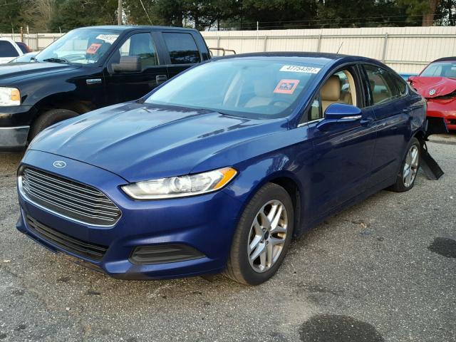 1FA6P0H78E5391342 - 2014 FORD FUSION SE BLUE photo 2