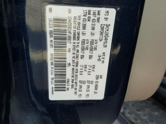 1D4HD58D14F105017 - 2004 DODGE DURANGO LI BLUE photo 10