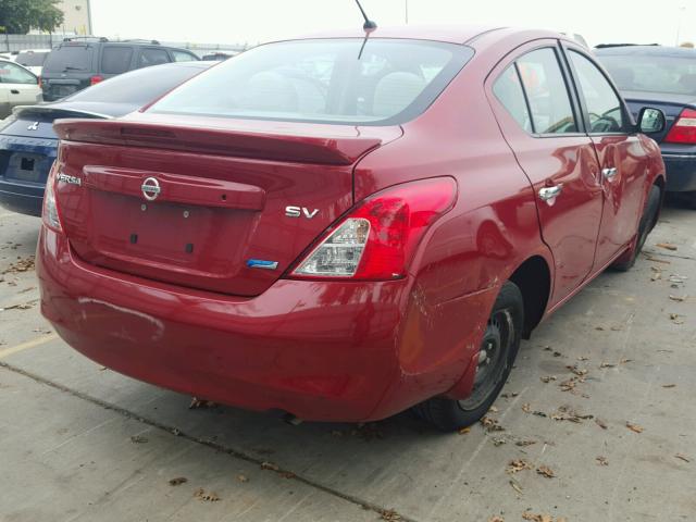 3N1CN7AP4DL885169 - 2013 NISSAN VERSA S RED photo 4