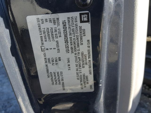 1GNDV23W28D120151 - 2008 CHEVROLET UPLANDER L 灰色 照片 10