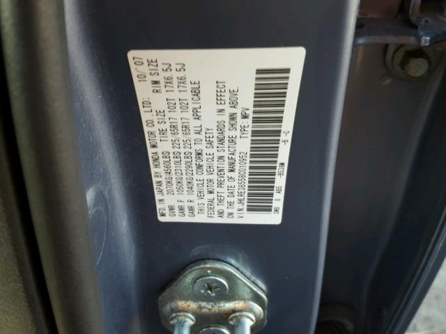 JHLRE38558C010952 - 2008 HONDA CR-V EX BLUE photo 10