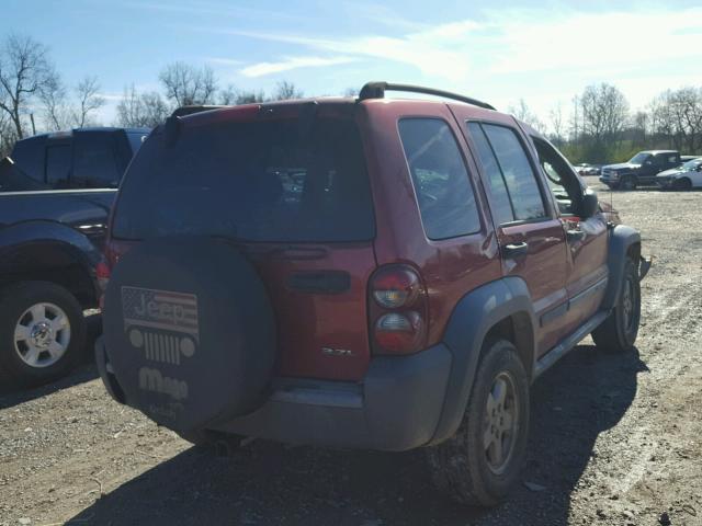 1J4GL48K95W674312 - 2005 JEEP LIBERTY SP RED photo 4