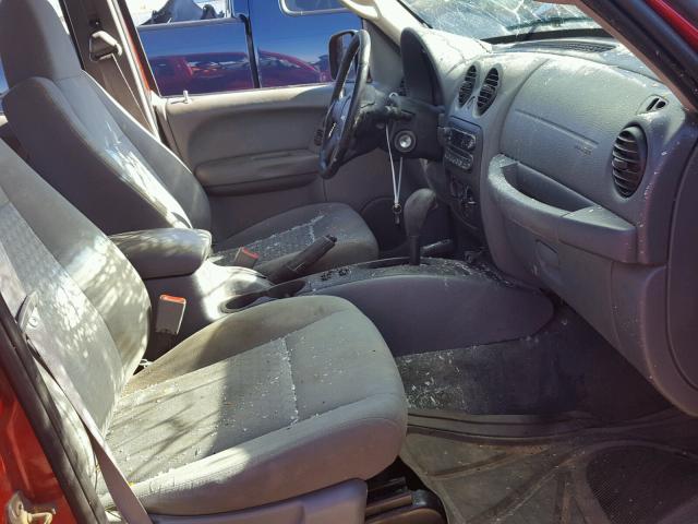 1J4GL48K95W674312 - 2005 JEEP LIBERTY SP RED photo 5