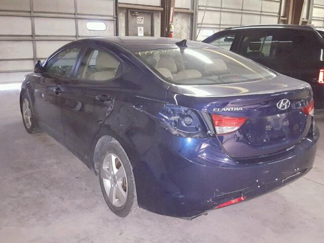 5NPDH4AE6DH444200 - 2013 HYUNDAI ELANTRA GL BLUE photo 3