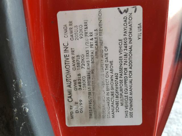 2CNBE18C6Y6907462 - 2000 CHEVROLET TRACKER RED photo 10